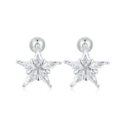 Shiny Star Stud Earrings Platinum Plated Cubic Zirconia Earrings