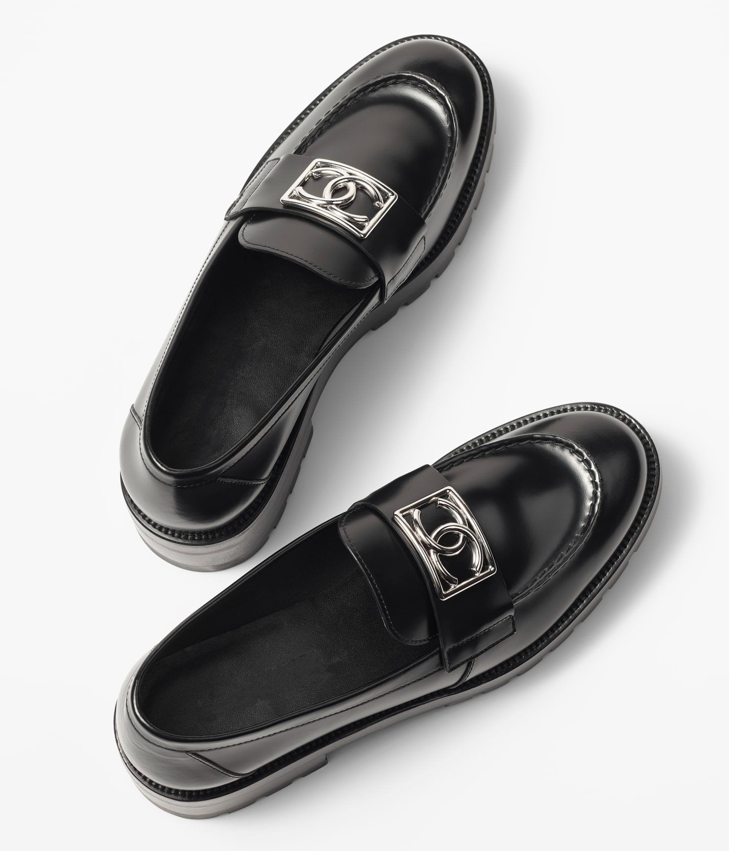 MOCCASINS BLACK CALFSKIN METAL