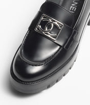 MOCCASINS BLACK CALFSKIN METAL