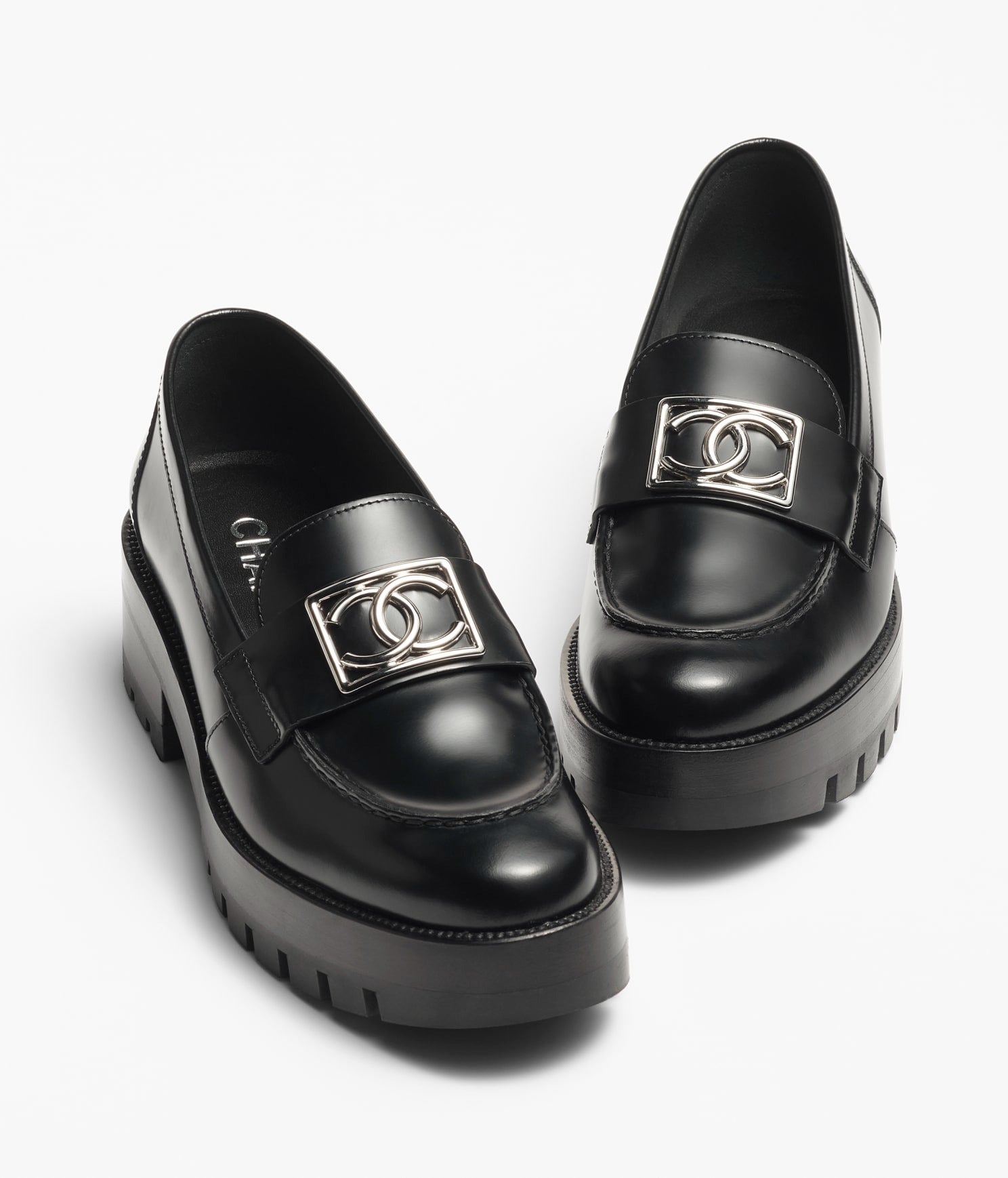 MOCCASINS BLACK CALFSKIN METAL
