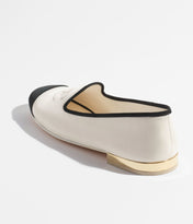 MOCCASINS WHITE BLACK LAMBSKIN