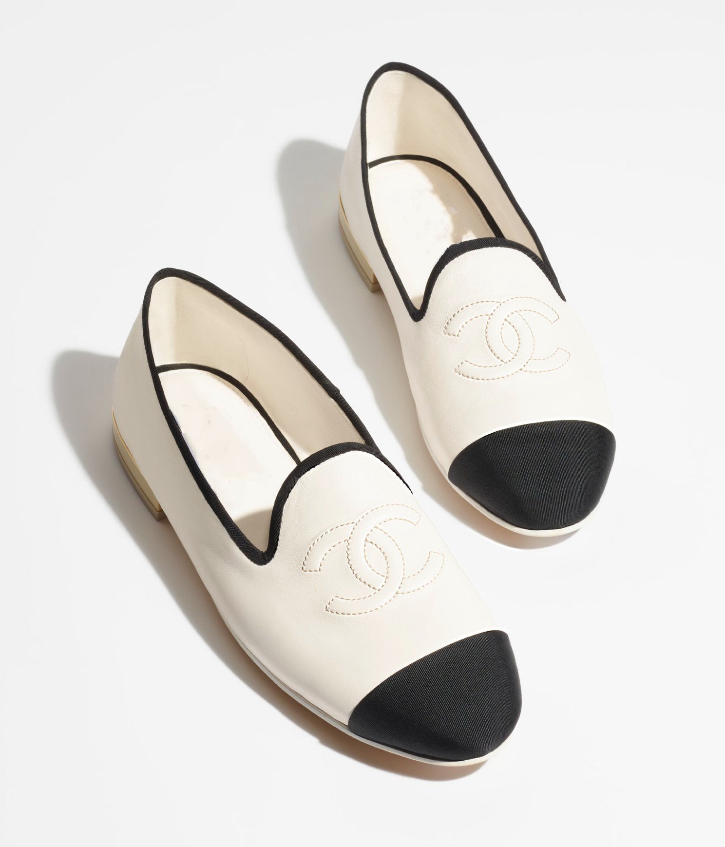 MOCCASINS WHITE BLACK LAMBSKIN