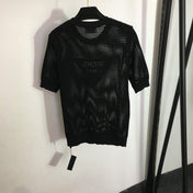 PRADA 25S SHORT-SLEEVE MESH KNIT PULLOVER SWEATER 291