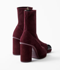 SHORT BOOTS BURGUNDY BLACK SUEDE KIDSKIN