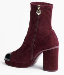 SHORT BOOTS BURGUNDY BLACK SUEDE KIDSKIN