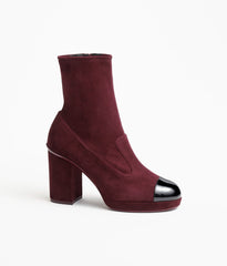 SHORT BOOTS BURGUNDY BLACK SUEDE KIDSKIN
