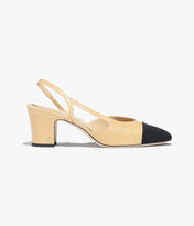 SLINGBACKS BEIGE BLACK GOATSKIN