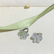 FRIVOLE SILVER FLOWER DIAMOND EARRINGS