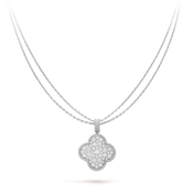 CLOVER SILVER FULL DIAMOND BIG CLOVER NECKLACE