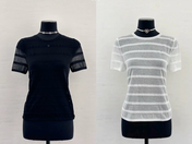 CC See-through Striped Short Sleeves T- shirt Cotton