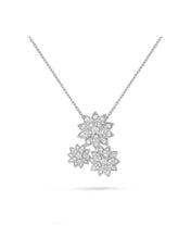 LOTUS THREE FLOWERS SILVER DIAMOND NECKLACE