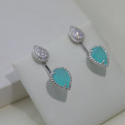 BOHEME TURQUOISE C SHAPE SILVER EARRINGS
