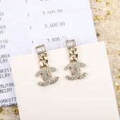 DOUBLE C GOLD DIAMONDS DROP EARRINGS