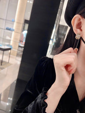 24C ROCK SUGAR DOUBLE C GOLD DIAMONDS EARRINGS