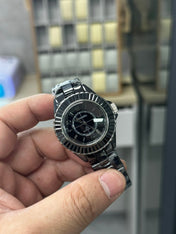 J12 33MM DIAMOND BEZEN BLACK CERAMIC STEEL