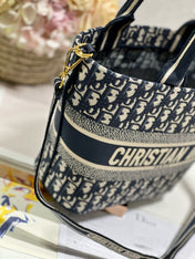 CD NEW BASKET BAG BLUE OBLIQUE EMBROIDERY