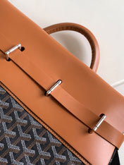 GOYA STEAMER PM BAG 48CM BLACK AND TAN CANVAS