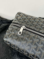 GOYA COSMETIC BAG 24CM BLACK AND TAN CANVAS