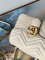 GG Marmont 26.5cm White Calfskin Gold Hardware