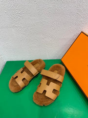 Chypre Sandal Gold shearling insole Gold goatskin lining