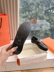 Destin Loafer Black Goatskin with Fringe Detail