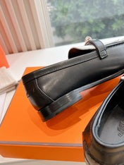 Destin Loafer Black Goatskin with White Fringe Detail