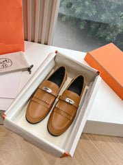 Destin Loafer Brown Goatskin with Fringe Detail