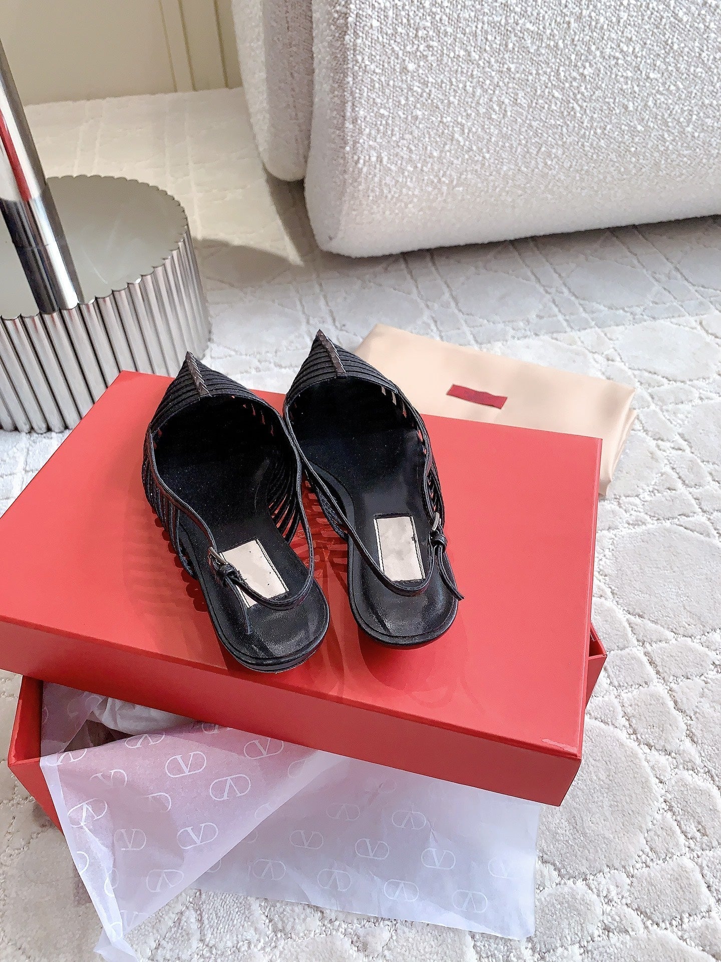 Mesh Slingback Ballerina Black