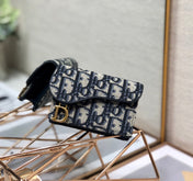 CD Saddle Wallet 10.5cm Blue Obique Embroidery