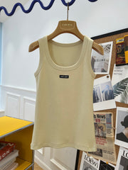 Miu Beige Cotton Tank Top