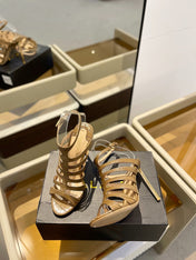 HIGH SANDAL 10 CM IN CIDER BROWN CALFSKIN