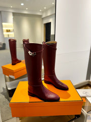 STIVALI JUMPING IN WINE RED CALFSKIN