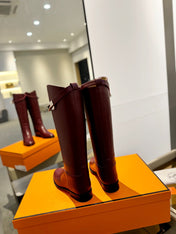 STIVALI JUMPING IN WINE RED CALFSKIN