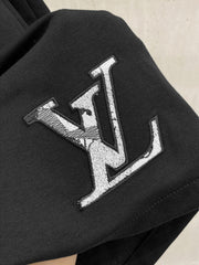 LV CASUAL SHORTS BLACK COTTON STRETCH FABRIC 239609